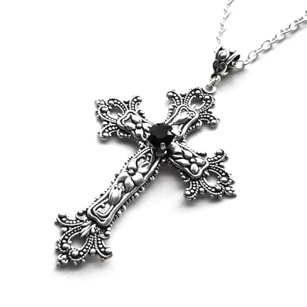 Sofullue Big Cross Pendant Necklace for Women Men Goth Gothic Neck ...