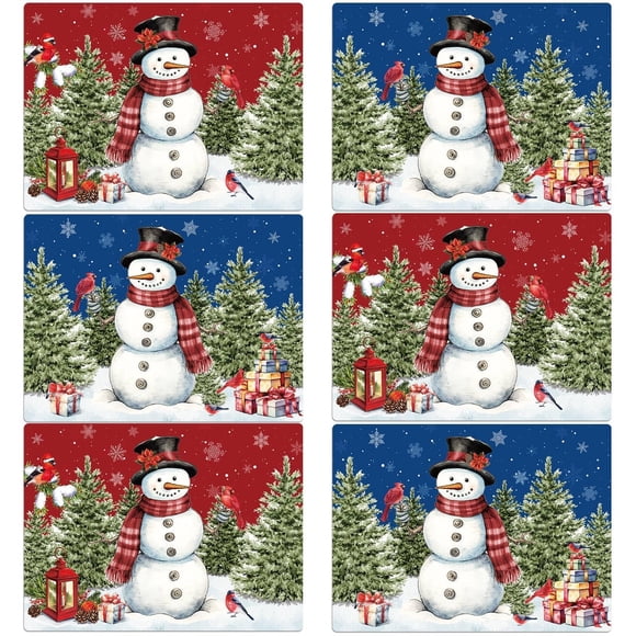 Juego de 6 muñecos de nieve para invierno y Navidad OBUSATT, 43 x 32 cm