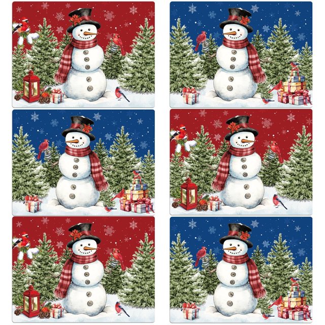 Juego de 6 muñecos de nieve para invierno y Navidad OBUSATT, 43 x 32 cm