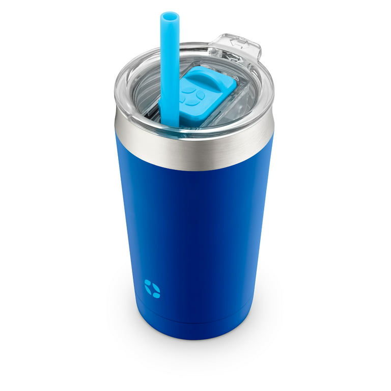 Ello Rise Vacuum Insulated Stainless Steel Kids Tumbler with Optional  Straw, Touchdown Blue, 12 oz.