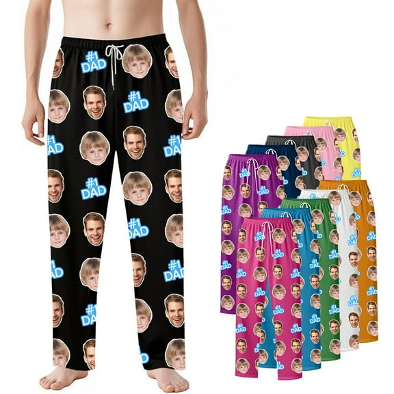 Custom Pajama Pants with Photo Men Women,Personalized Face Pajama Pants Photo Printed PJ Bottoms Trousers Gifts