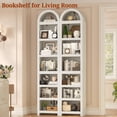thumbnail image 7 of 76" Tall Narrow Arched Bookcase, 7-Teir Mid-Century Modern Bookshelf with Adjustable Shelves for Living Room, Home Office, White, 7 of 7