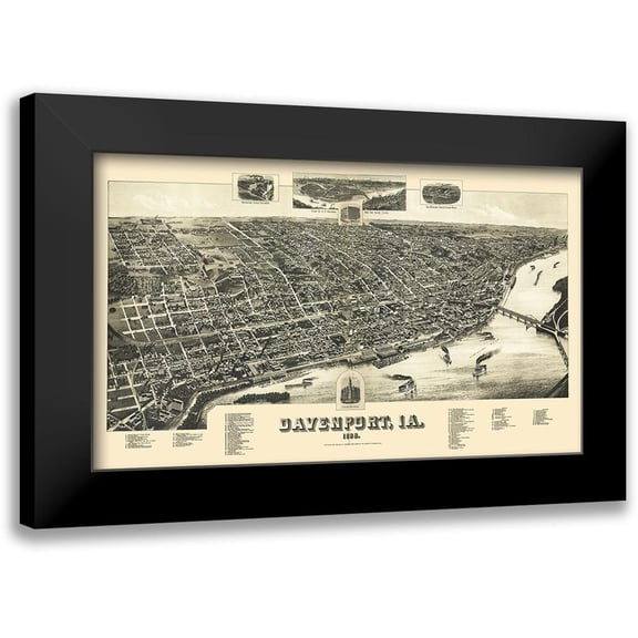 Wellge 14x10 Black Modern Framed Museum Art Print Titled - Davenport Iowa - Wellge 1888