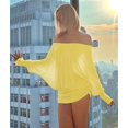 thumbnail image 4 of Women'S Off the Shoulder Dress Long Sleeve Batwing Mini Ruched Sheer Y2K Oversized Casual Streetwear Dress Yellow XL, 4 of 8