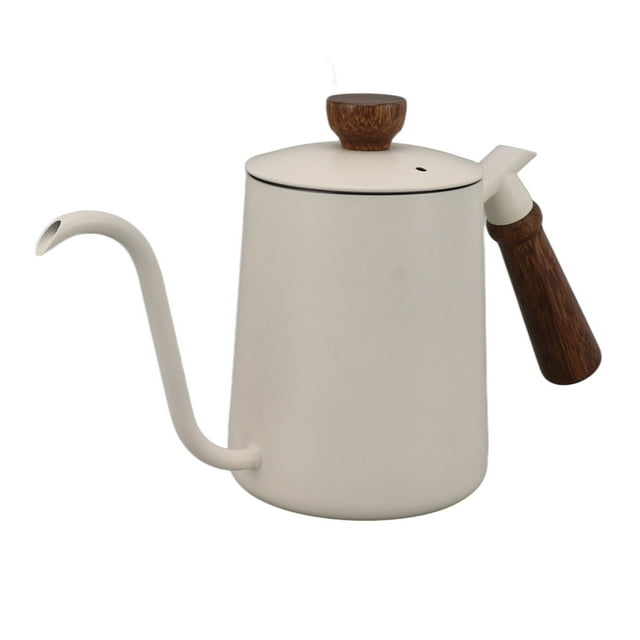 Gooseneck Coffee Kettle 304 Stainless Steel Wood Handle, Long For Precise Pour Over Brewing, 600ml Capacity