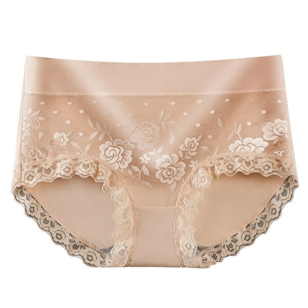 Sdeycui Cotton Underwear for Women Rose Lace High Waisted Panties Full Coverage Briefs Soft Breathable Panty