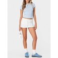 thumbnail image 4 of Y2K Low Rise Skorts, Solid Drawstring Elastic Waist Side Slit Micro Skirt With Built-In Shorts, Stretchy Bodycon Skorts For Summer Streetwear Club Preppy Aesthetic Outfits, 4 of 20
