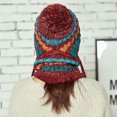 thumbnail image 4 of Gorro de invierno para mujer, conjunto de bufanda circular peruana, orejeras de esquí, pompones con forro polar de doble capa, 4 of 7