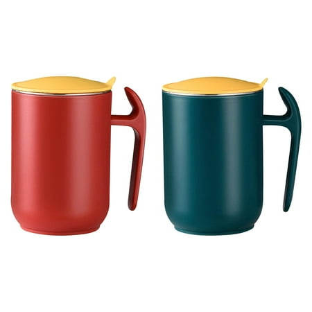 

2 Pieces 550ML Stainless Steel Mug Vacuum Coffee Tumbler with Lid and Handle Green and Red