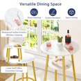 thumbnail image 4 of LEGAHOME Bar Height Dining Set for 2, 3-Piece Round Kitchen Table with Back Support Chairs, 14.17" Wide Seat Stools and Pub Table Set, Small Space Breakfast Pub Table Set, White, 4 of 9