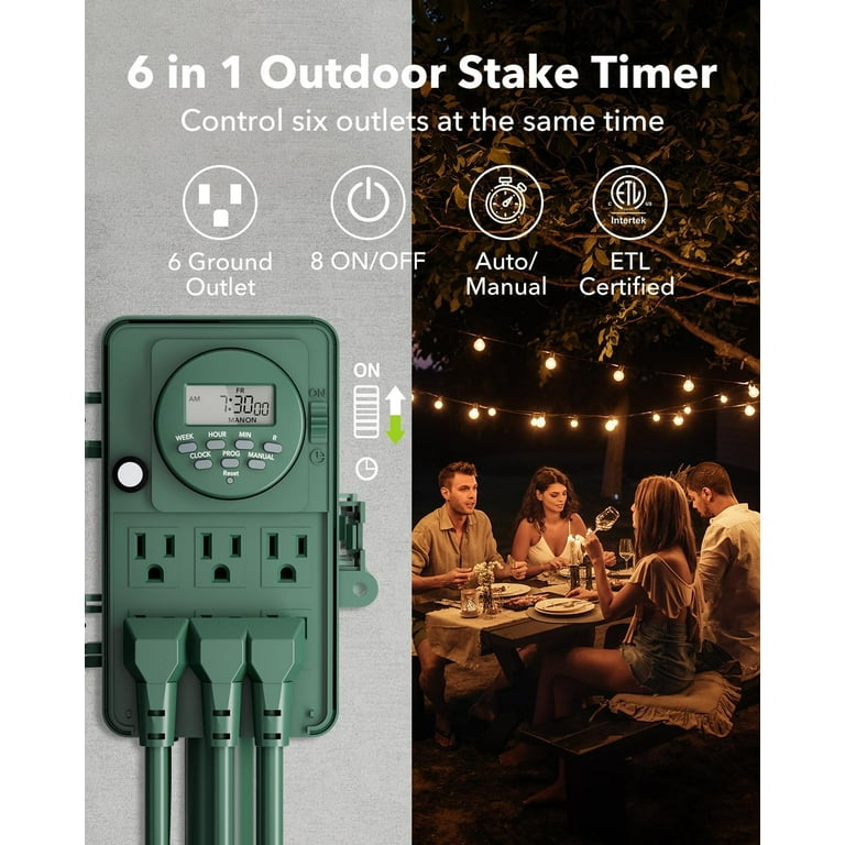 BN-LINK 7 Day Heavy Duty Outdoor Digital Stake Timer, 6 BN-LINK 7 Day Heavy Duty Outdoor Digital Stake Timer, 6