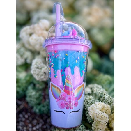 

Fun Unicorn Ice Cream Themed Cold Cup W/ Straw