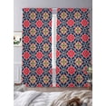 thumbnail image 3 of Morocco Red Sheer Curtains 2 Panels Set and Blue Geometric Floral Sheer Window Curtains Light Filtering Rod Pocket Voile Drapes for Bedroom Living Room 52"X96", 3 of 9