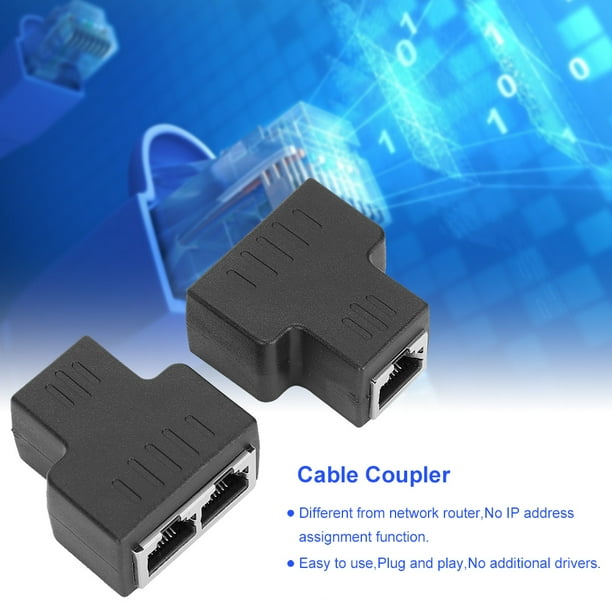 Adaptateur De Câble Ethernet, Interface Femelle RJ45 Connecteur LAN  Rallonge De Câble Répartiteur De Rallonge De Câble, 2 Pièces Pour Décodeurs  TV PC Noir 