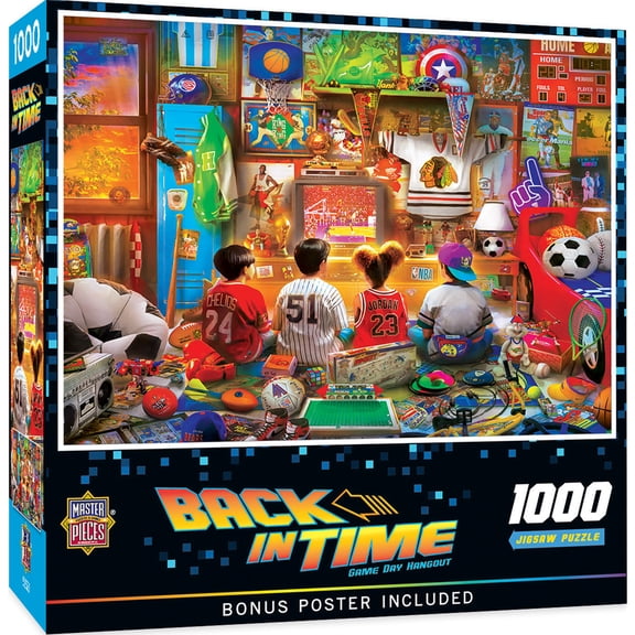 MasterPieces 1000 Piece Jigsaw Puzzle - 90's Sports Fan Dream Room - Game Day Hangout