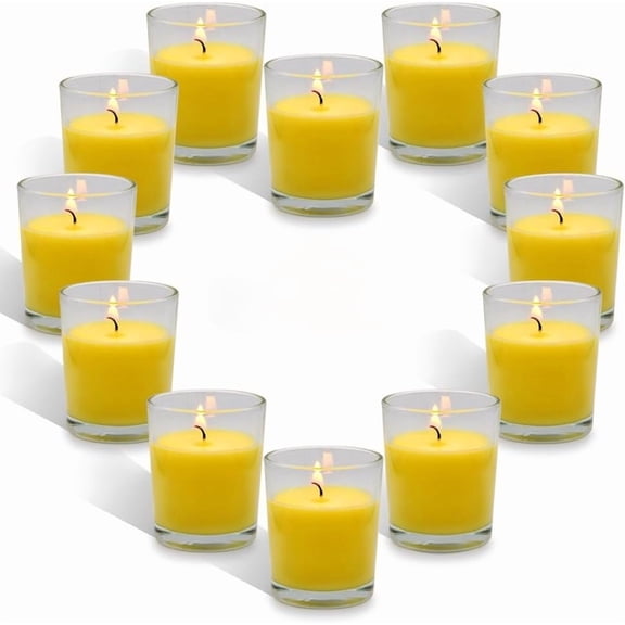 NeoMart - 12 Pack Small Citronella Candles Outdoor and Indoor Soy Wax Glass Votive Candles for Party Dinner and Camping - 12 Hours Burn Time