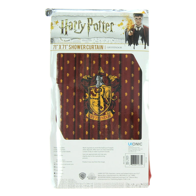Robe Factory Red Graphic Prints Harry Potter Polyester Shower Curtain, 71  x 71 (13 Pieces)