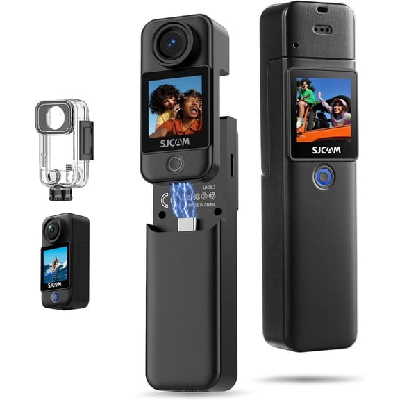 SJCAM C300 4K Action Camera with 6-Axis Stabilization, High-Definition Dual Touch Screen,Anti shake Waterproof Mini Cam for Vlog Cycling, Black