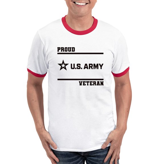 CafePress - Proud Army Veteran Black T Shirt - 100% Cotton Ringed T-Shirt