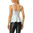 thumbnail image 3 of MODA NOVA Juniors' Metallic Peplum Cami Top for Sleeveless Spaghetti Strap Party Tank Top, 3 of 6