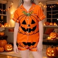 thumbnail image 2 of ZHOGXU Leisure Halloween Themed Short Sleeve Pajama Set Pumpkin Printed Kids Girls Sleepwear Home Nights, 2 of 4