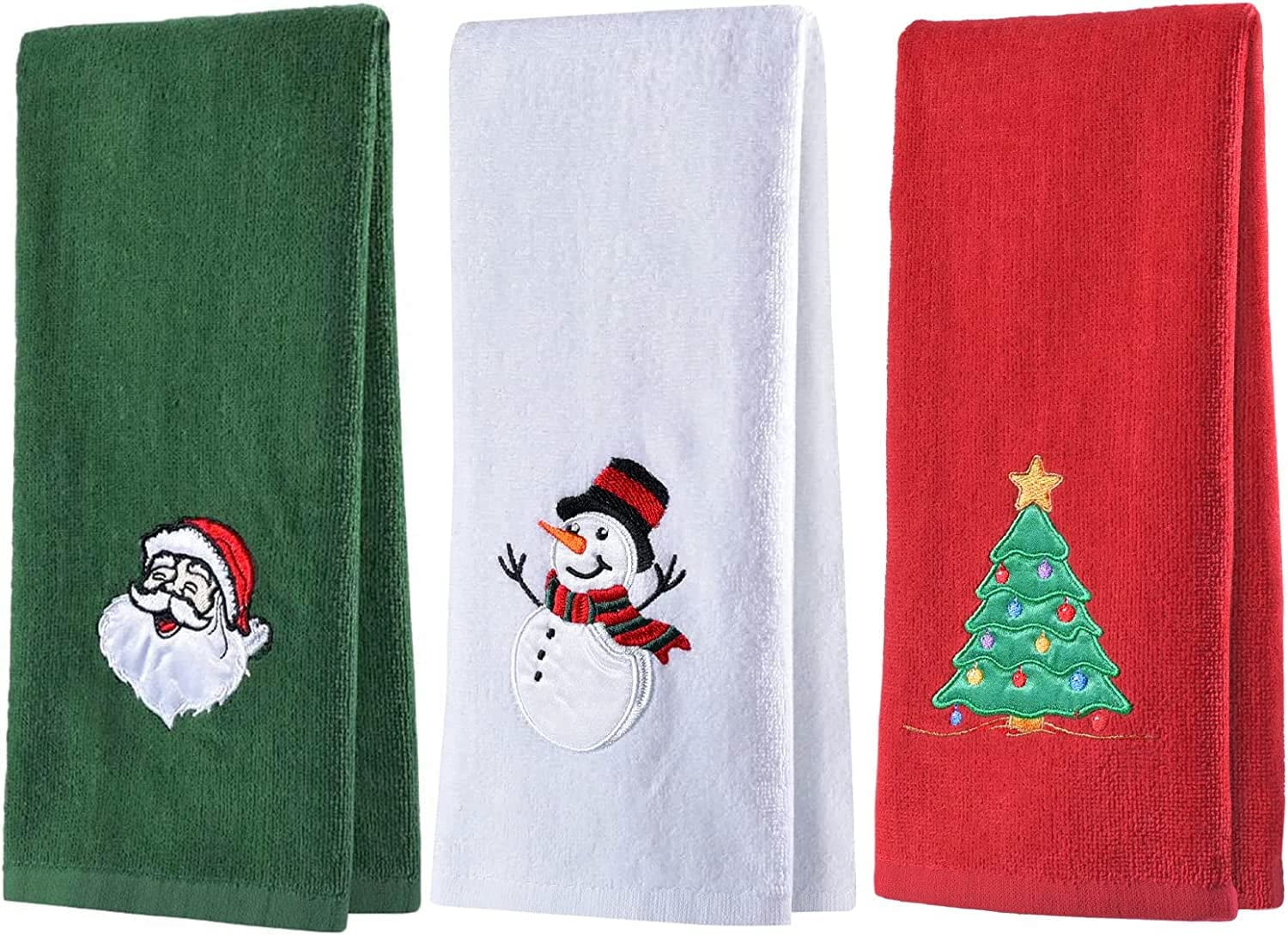 3Pcs Christmas Hand Towels Set 25x16 inch, 100% Cotton