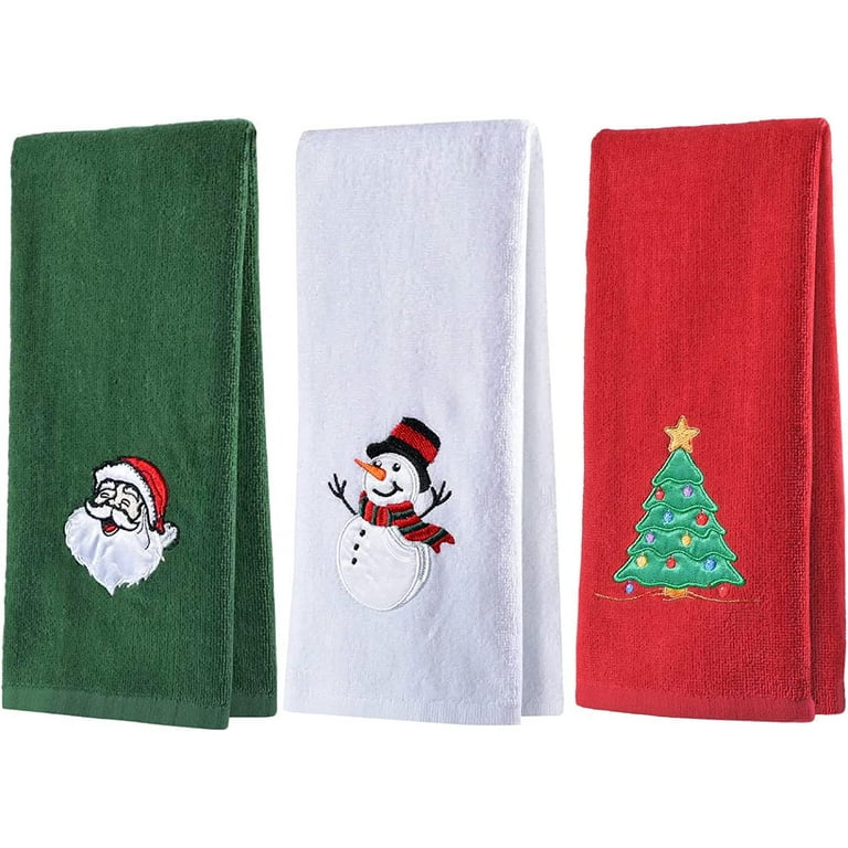 3pcs Christmas Hand Towels for Bathroom - 100% Cotton Ultra Soft Highly Absorbent Hand Towel , Home Bathroom Hand Towels for Bath, Christmas Tree