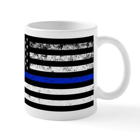 CafePress - Horizontal Style Police Flag Mugs - 11 oz Ceramic Mug - Novelty Coffee Tea Cup