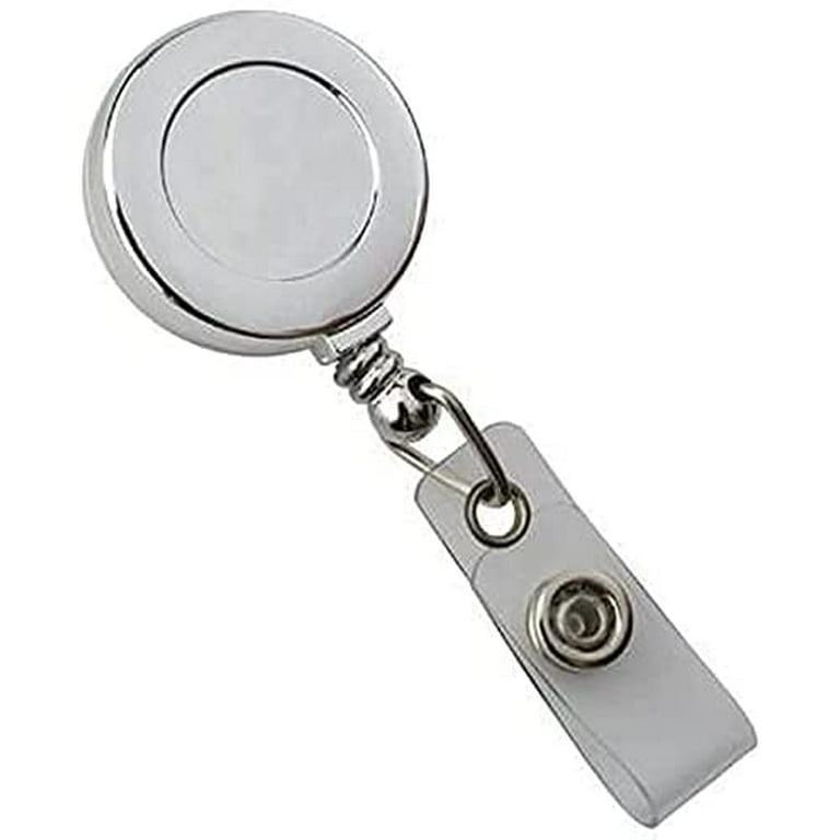 25 Pack - Retractable Badge Reel with Belt Clip - Shiny Metallic Bling Card  Extender for Access Card or Key by Specialist ID (Silver) 