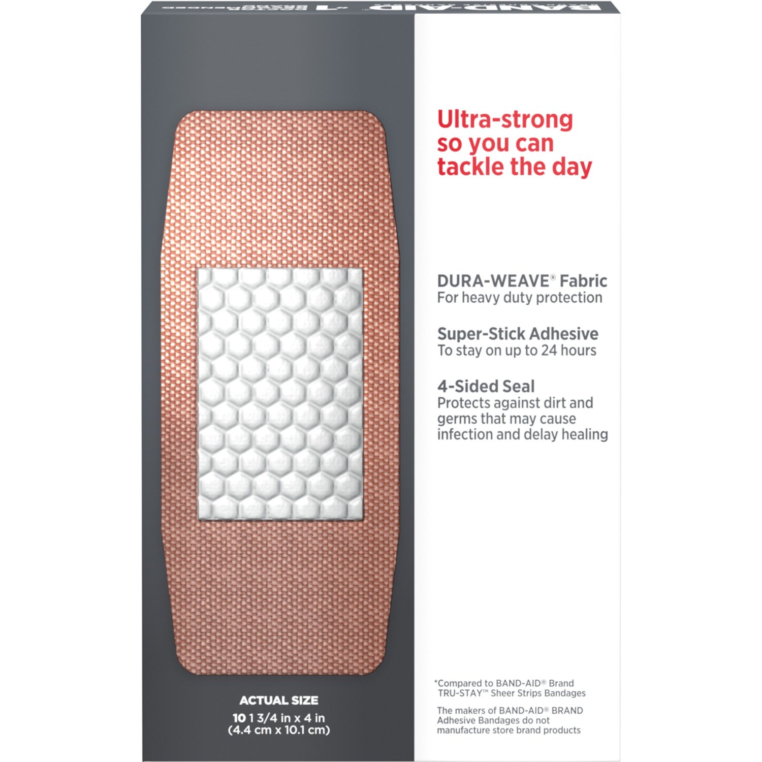Band-Aid Tough Strips Waterproof Adhesive Bandages, Extra Large, 10 Ct, 6-Pack