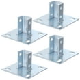 thumbnail image 2 of 4 PCS Strut Post Bases, 4 Slotted Holes U Post Base for 1-5/8 Inches Square Single Channel, 5.7 x 5.7 Inches Large Panel Anti-Tilt Ground Bracket, Heavy Duty Galvanized Carbon Steel Floor Post Base, 2 of 7