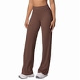thumbnail image 3 of Women Workout Leggings No Front Seam Straight Leggings Brown S, 3 of 10