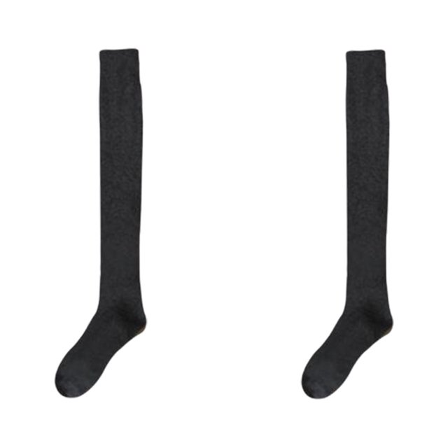 Minnieouse 1 par de calcetines de tubo largos por encima de la rodilla de Color sólido de estilo informal para acampar, medias cálidas de invierno gruesas Accesorios de disfraces Gris Minnieouse AP013478-04