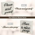 thumbnail image 4 of J JACKCUBE DESIGN Double Sided Funny Bathroom Classic Sign Box- Please Seat Yourself Sign- Farmhouse Vintage, Rustic White Wood Home Décor Restroom Wall Art Decoration with Saying - MK1065B, 4 of 7