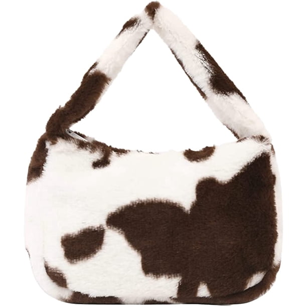 LHSHID Women Tote Bag Small Cozy Fuffy Faux Fur Plush Handbag Trendy Quilted Casual Winter Soft Purse