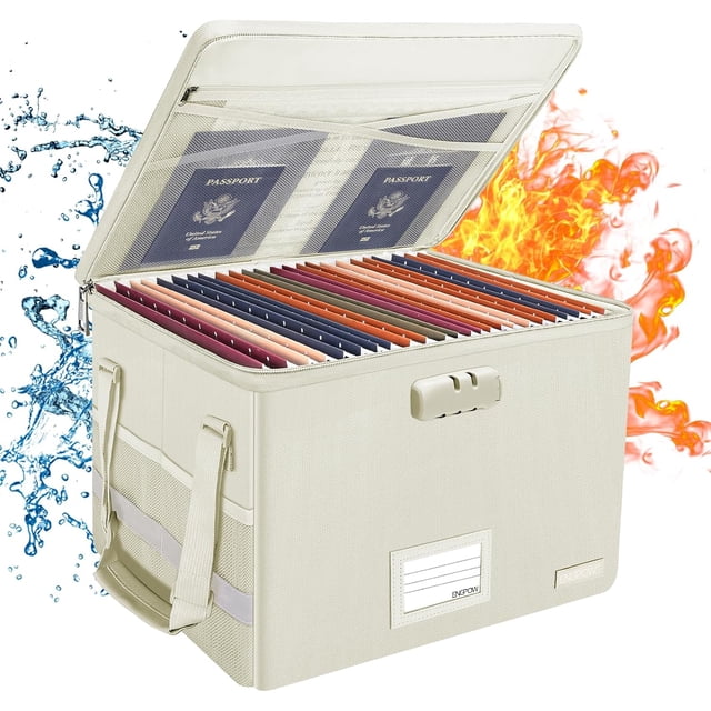 Pack Pink Collapsible Fireproof & Water- File Storage Box with Lock Zipper Closure Holds Up to Pounds Ideal for Home Office & Document Organization