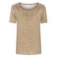 thumbnail image 2 of Summer T-shirts for Women with Prints Trendy Casual Short Sleeve Tunic Tops Loose Fit Base Tee Shirts (XL, Khaki), 2 of 5