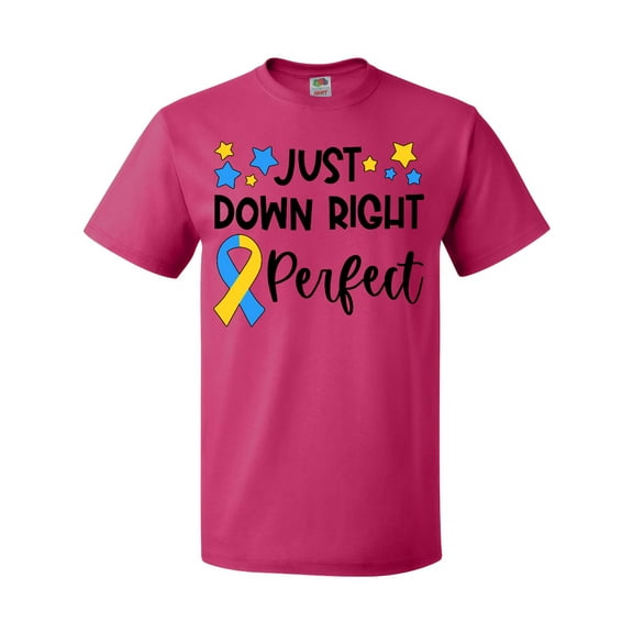 Inktastic Just Down Right Perfect Down Syndrome Awareness Ribbon T-Shirt