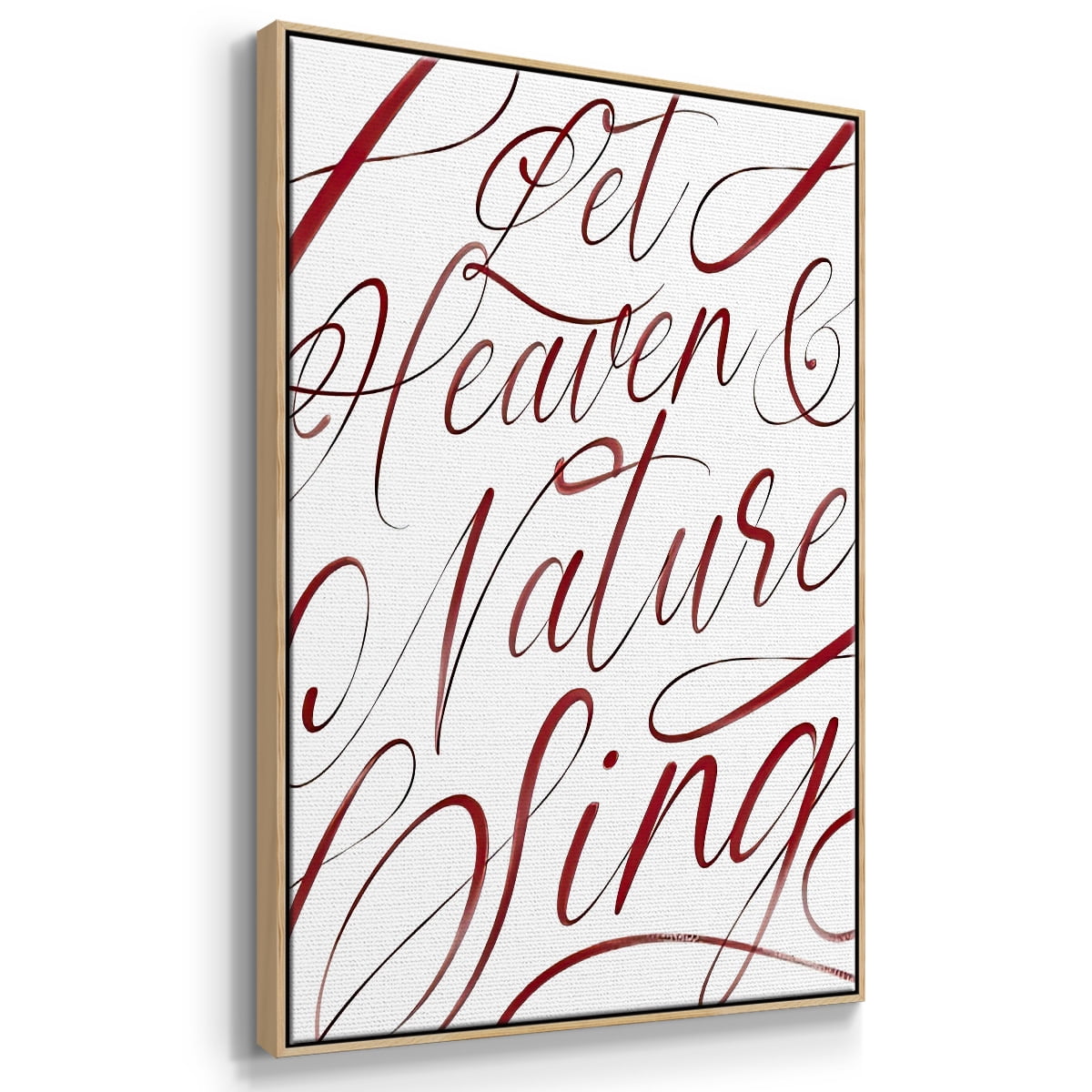 Heaven and Nature - Framed Gallery Wrapped Holiday Canvas - 25 x 37 - Natural Wood Frame