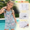 thumbnail image 6 of Xoenoiee Blue Cherry Blossom Print Girls Two Piece Tankini Swimsuit with High Waisted Swim Shorts Modest Coverage Bathing Suit for Travel Beach Vacation, 12-13 Years, 6 of 7