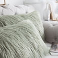 thumbnail image 3 of Home Soft Things Mongolian Faux-fur Pillow Covers Luxury Fluffy Throw Pillow Case Decorative Fuzzy Cushion Cover, No Pillow Insert, Set of 2 - Desert Sage - 14" x 26", 3 of 5