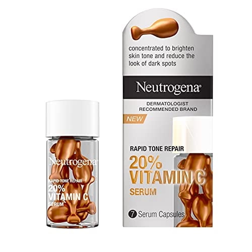 Suero Facial Neutrogena Vitamina C 20%, Aclara y Reduce Manchas Oscuras en 7 Cápsulas Rapid Tone Repair