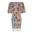 thumbnail image 5 of Otomi Fabric Mexico Art Women's Off The Shoulder Ruffles Summer Wedding Guest Loose Casual Party Beach Dress, 5 of 9