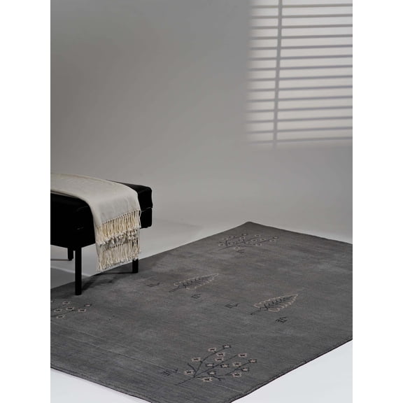Rugsotic Carpets Hand Knotted Wool Area Rug 5'x8' Light Blue Contemporary Rectangle Indoor Rug for Living Room, Bedroom Antimicrobial L00647