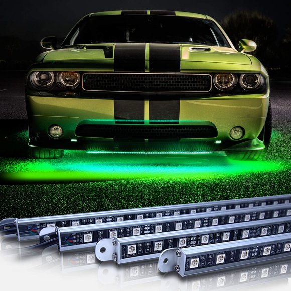 OPT7 Aura Aluminum Underglow LED Lighting Kit for Cars w/Wireless Remote, Exterior Neon Accent Underbody Strips, Multi-Color n Mode, Waterproof, Soundsync, Aluminum Casing, Door Assist, Smart LED, 4pc