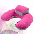 thumbnail image 5 of KAKOWELY U shape Inflatable Pillow Flocking Pillow Inflatable U shape Air Pillow Durable Head Neck Cushion for Travel Camping Outdoor (Rosy, with Earplug), 5 of 5