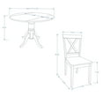 3PC 42" Round Double DropLeaf Dining Table in White/Natural + White
