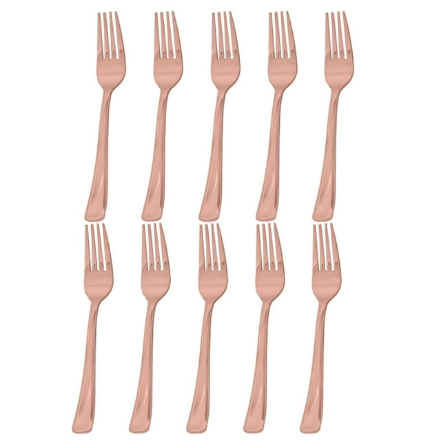Kit de cubiertos desechables Suministros de decoración Utensilios resistentes Vajilla para cumpleaños Compromiso 10x tenedores de oro viejo