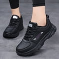 thumbnail image 2 of Rokment Women's Running Shoes Spring Fall Casual Leather Lace up Tennis Fashion Sneakers Comfortable Memory Foam Jogging Nursing Non Slip Work Shoes Black Size 6.5, 2 of 6