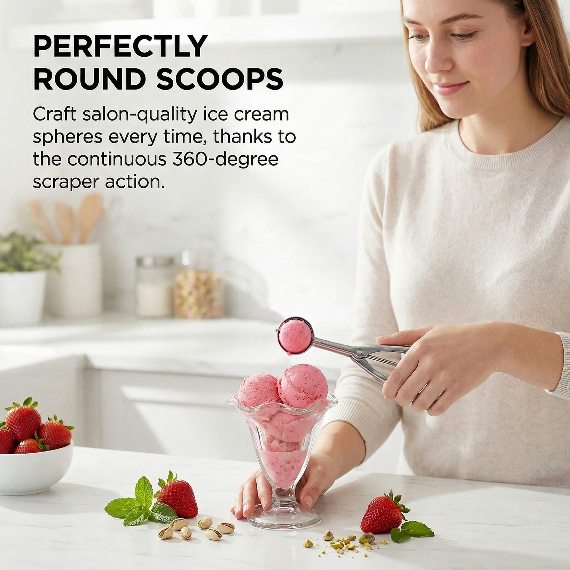 Unique Bargains Easy Clean Tool Stainless Steel Ice Cream Scoop Silver 7.7in